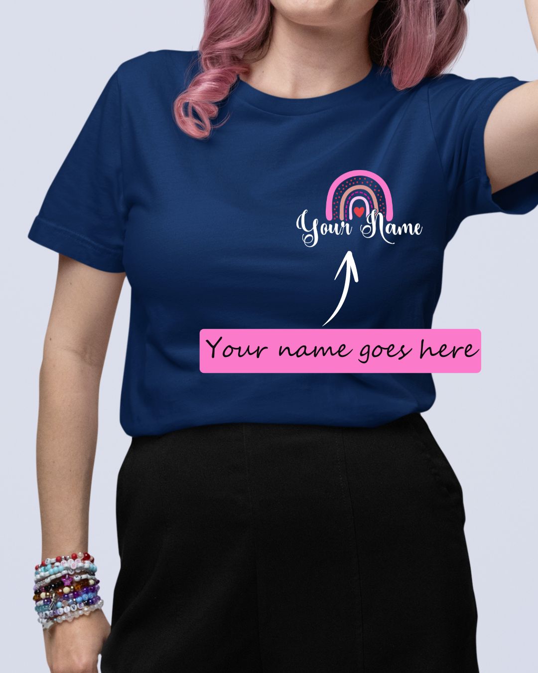 Personalized Name T-shirt with Rainbow Design Custom Printed Exclusive T-shirt