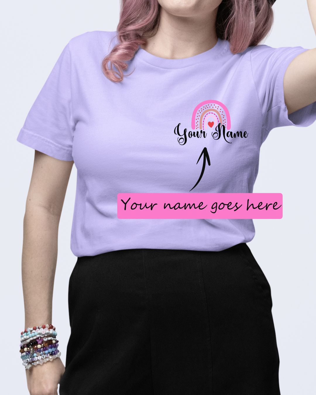 Personalized Name T-shirt with Rainbow Design Custom Printed Exclusive T-shirt