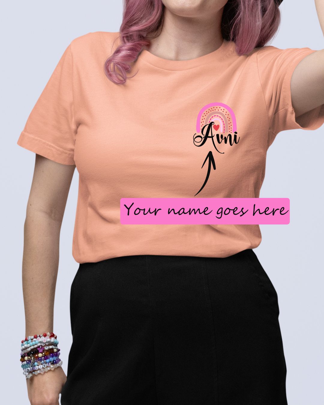 Personalized Name T-shirt with Rainbow Design Custom Printed Exclusive T-shirt