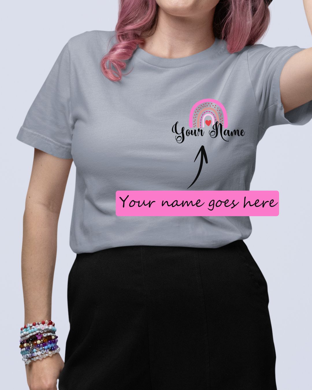 Personalized Name T-shirt with Rainbow Design Custom Printed Exclusive T-shirt