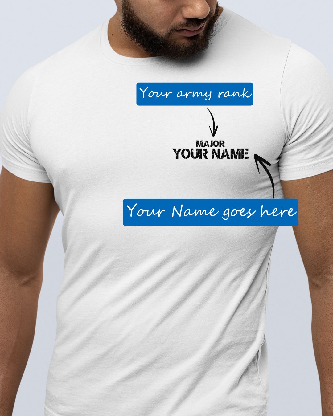 Personalized Army Rank and Name Custom Printed Exclusive T-shirt (Pack of 2)