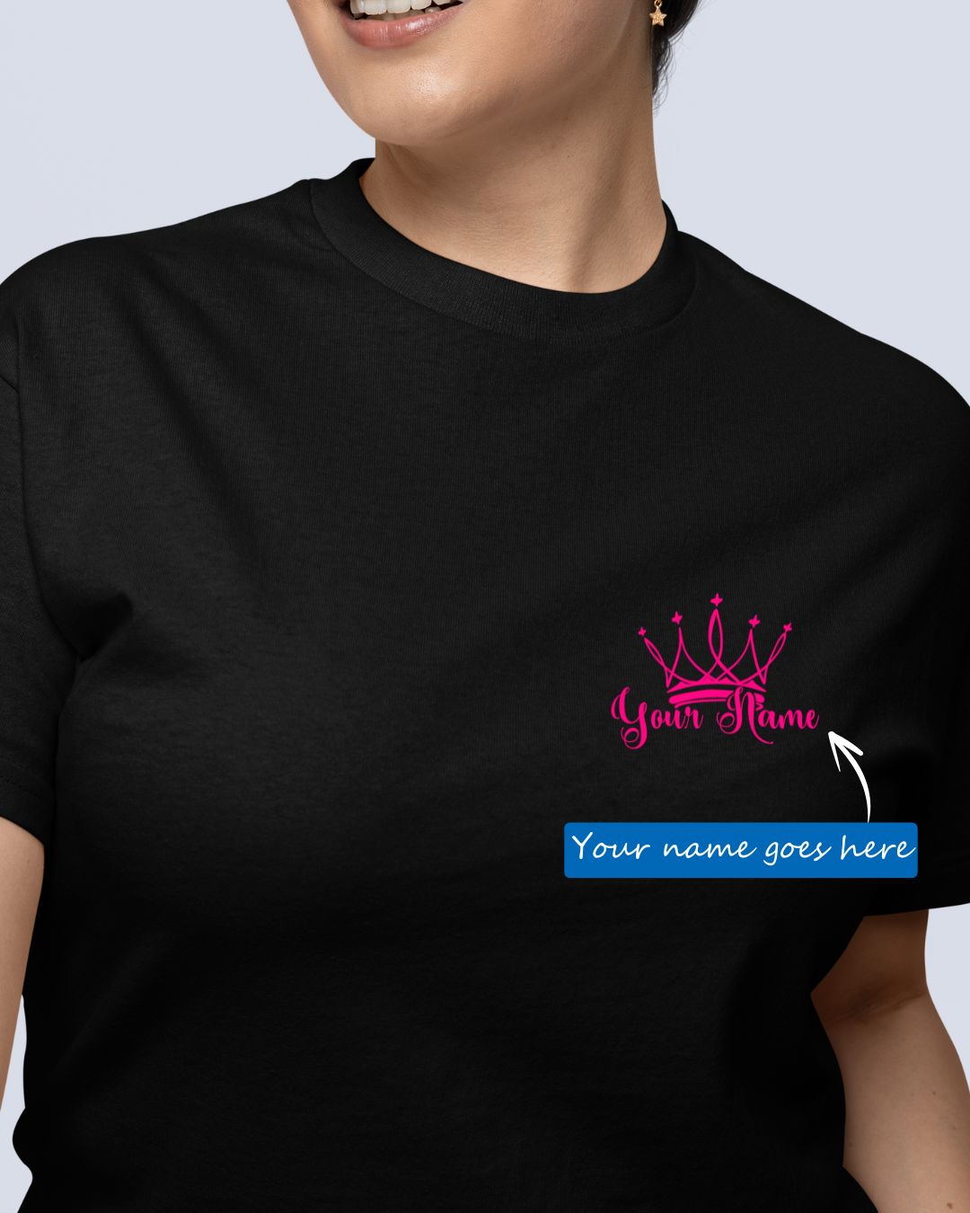 Personalized Name T-Shirt with Crown Custom Printed Exclusive T-shirt (Pack of 2)