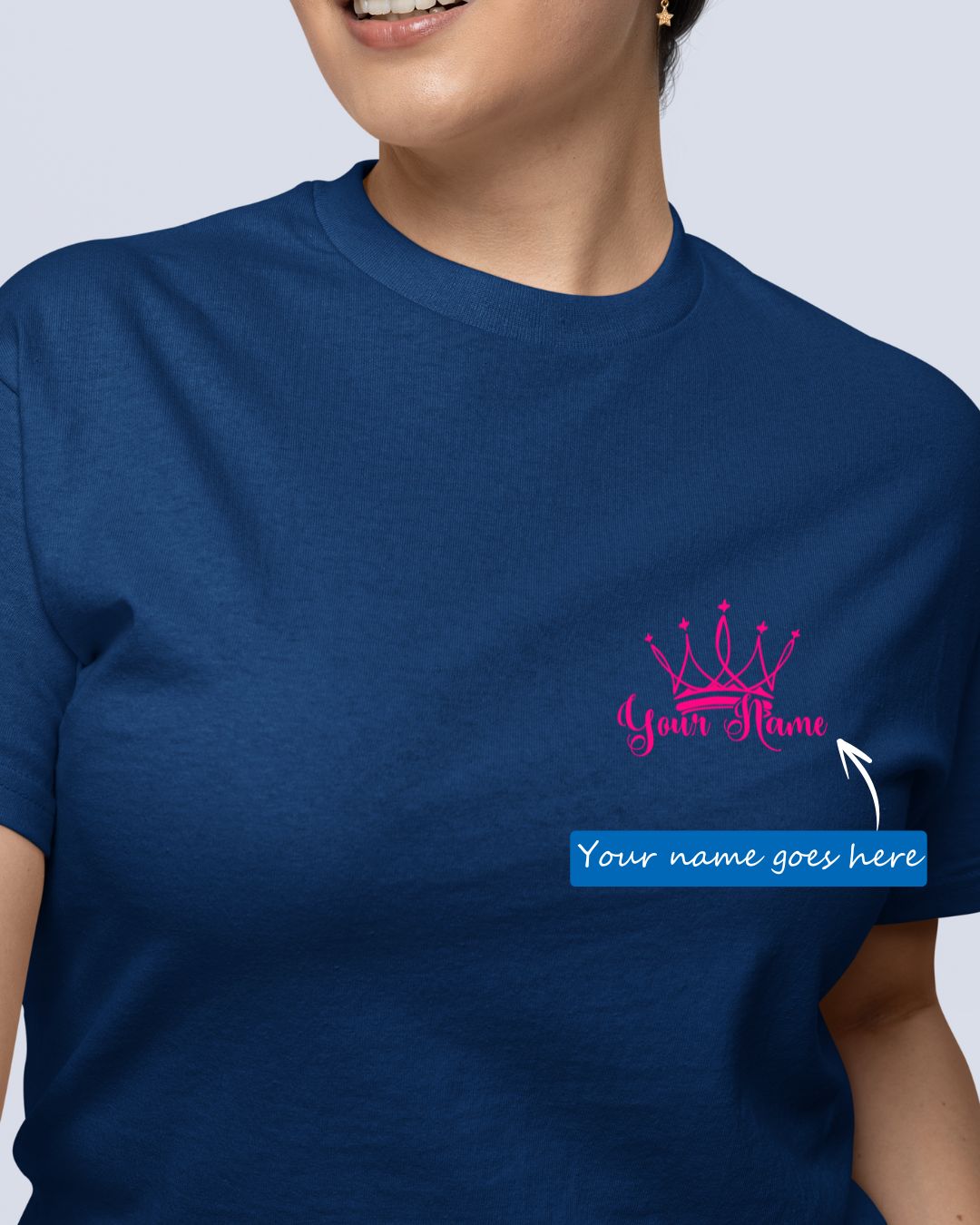 Personalized Name T-Shirt with Crown Custom Printed Exclusive T-shirt (Pack of 2)