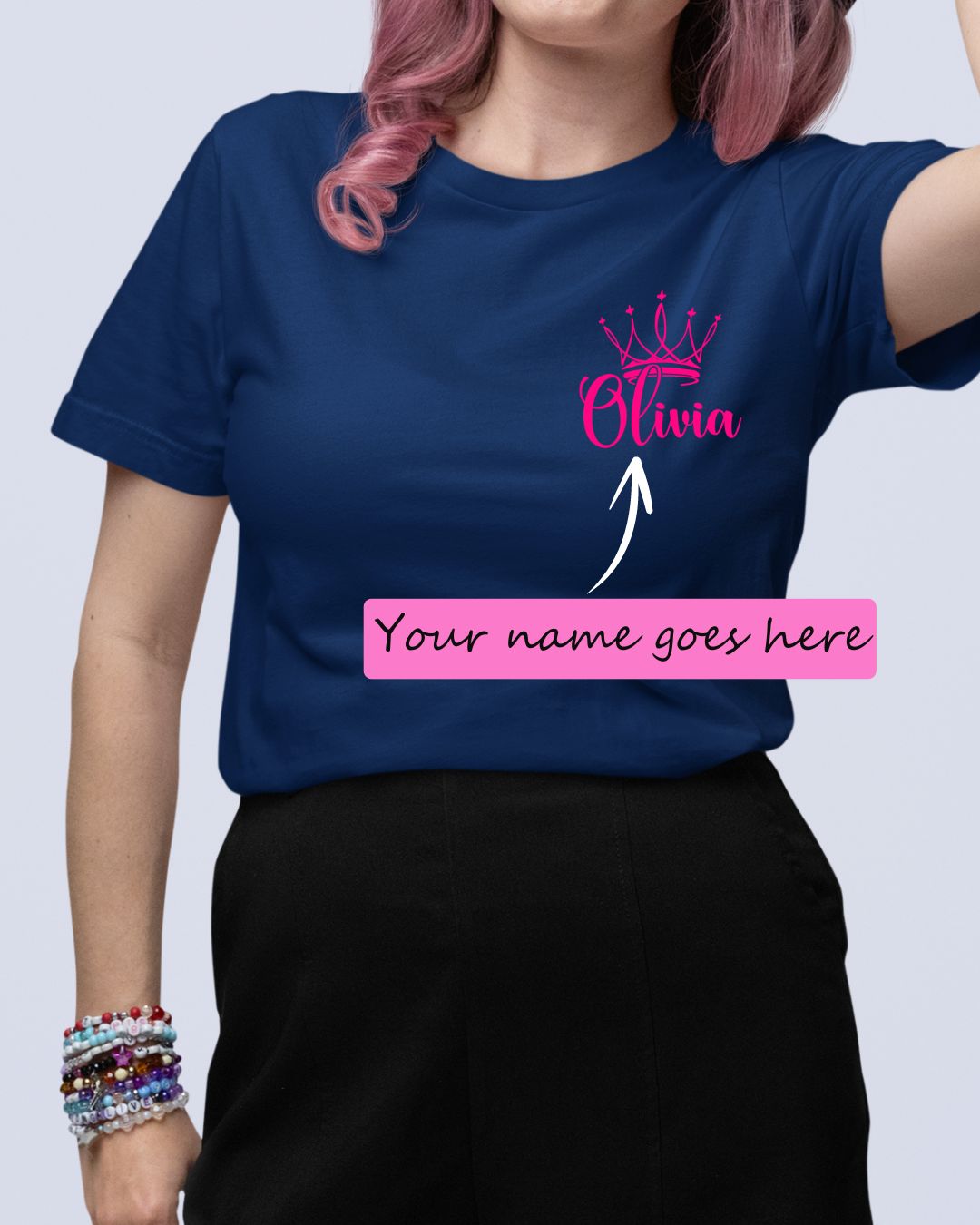 Personalized Name T-Shirt with Crown Custom Printed Exclusive T-shirt