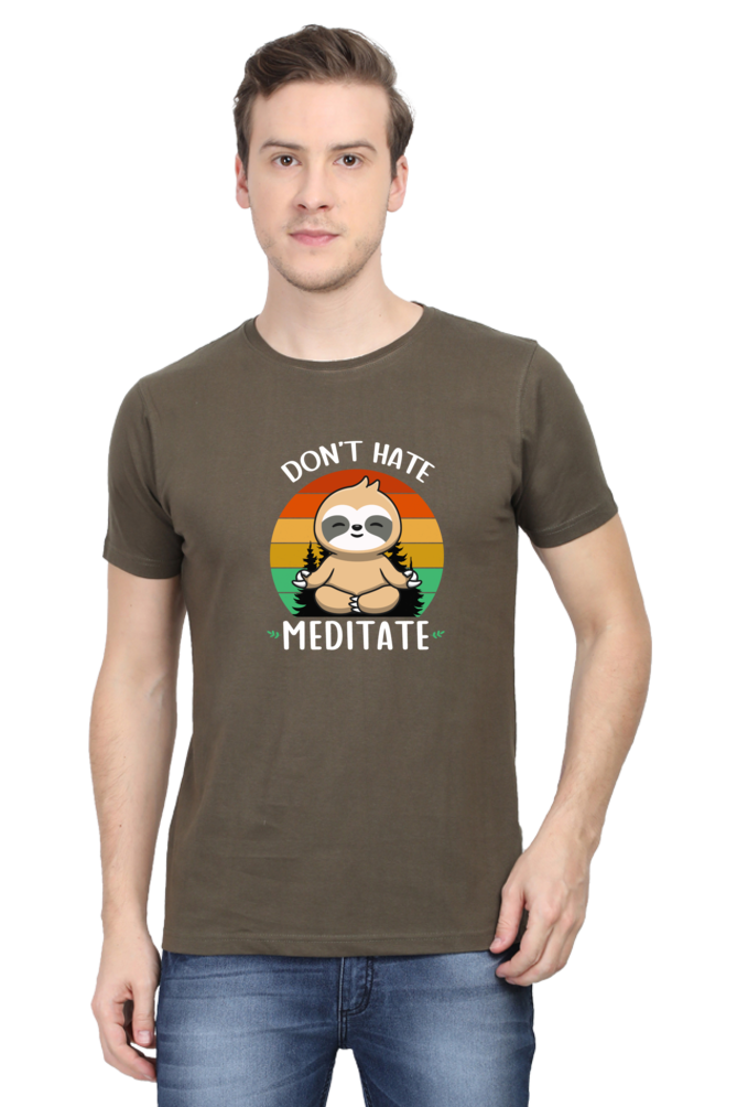 Don't Hate Meditate - Regular Classic Unisex T-shirt (Dark)