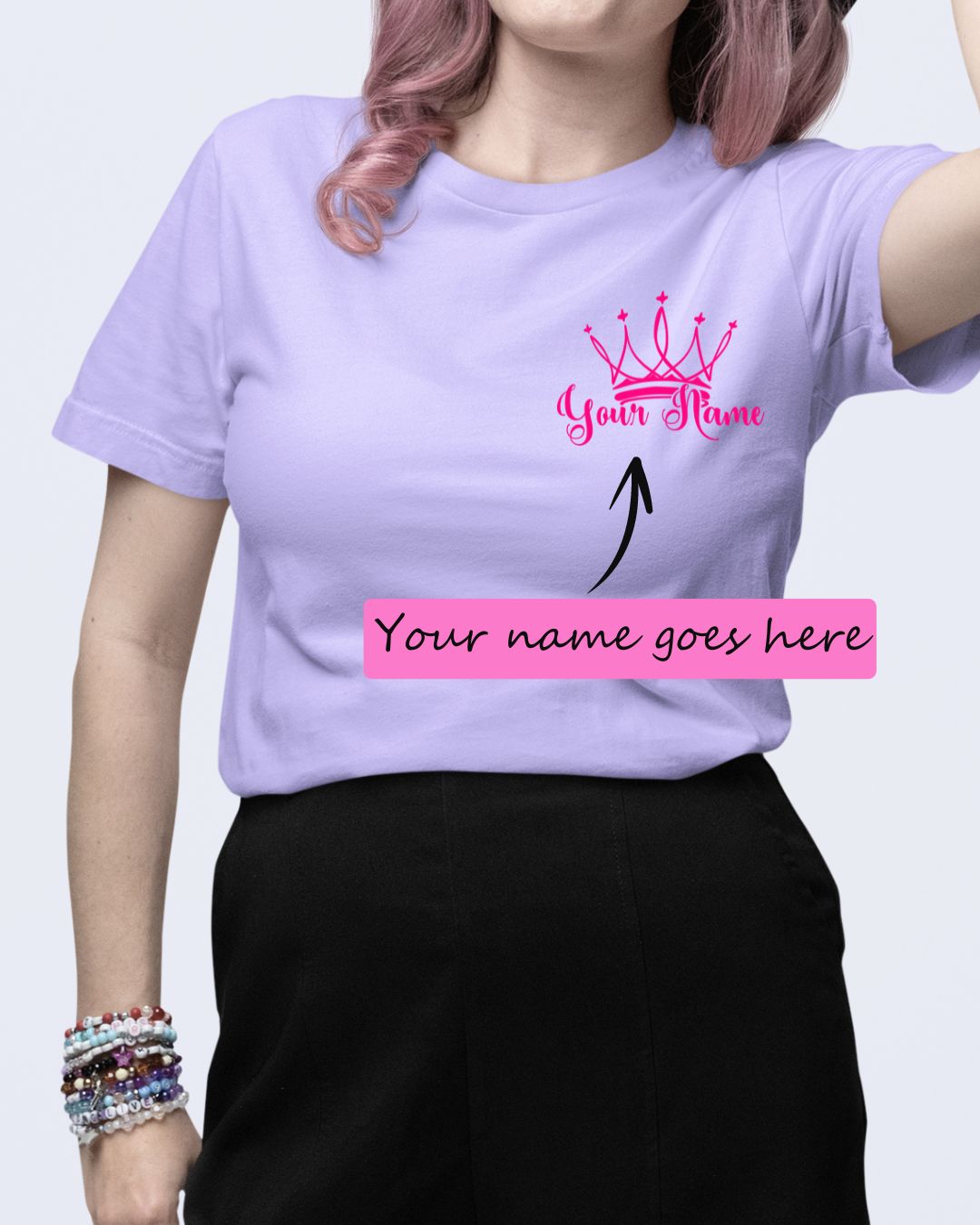Personalized Name T-Shirt with Crown Custom Printed Exclusive T-shirt