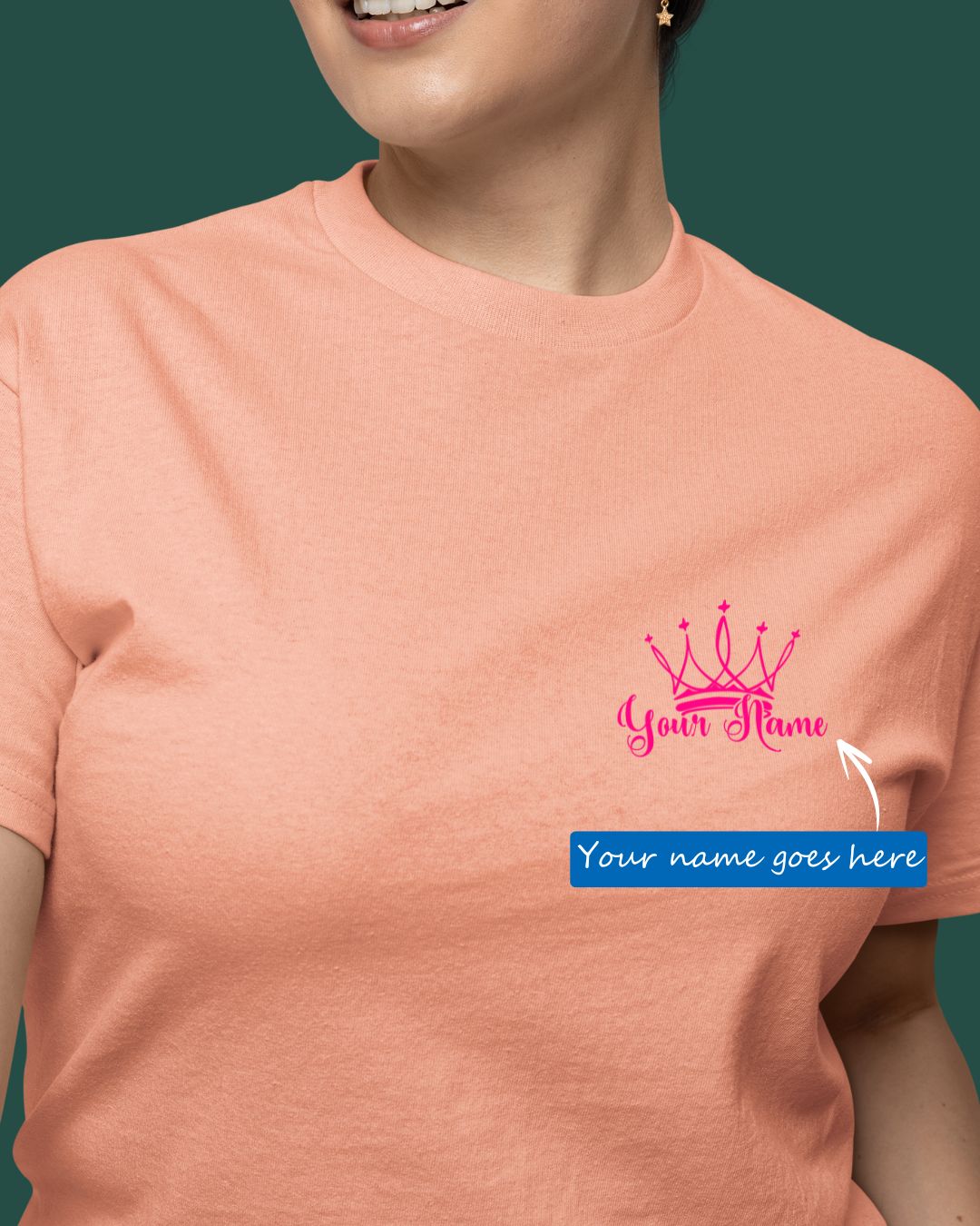 Personalized Name T-Shirt with Crown Custom Printed Exclusive T-shirt (Pack of 2)