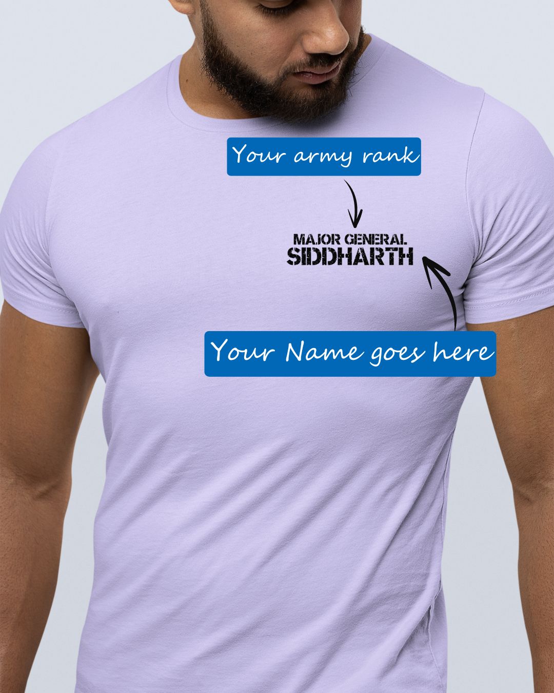 Personalized Army Rank and Name Custom Printed Exclusive T-shirt (Pack of 2)