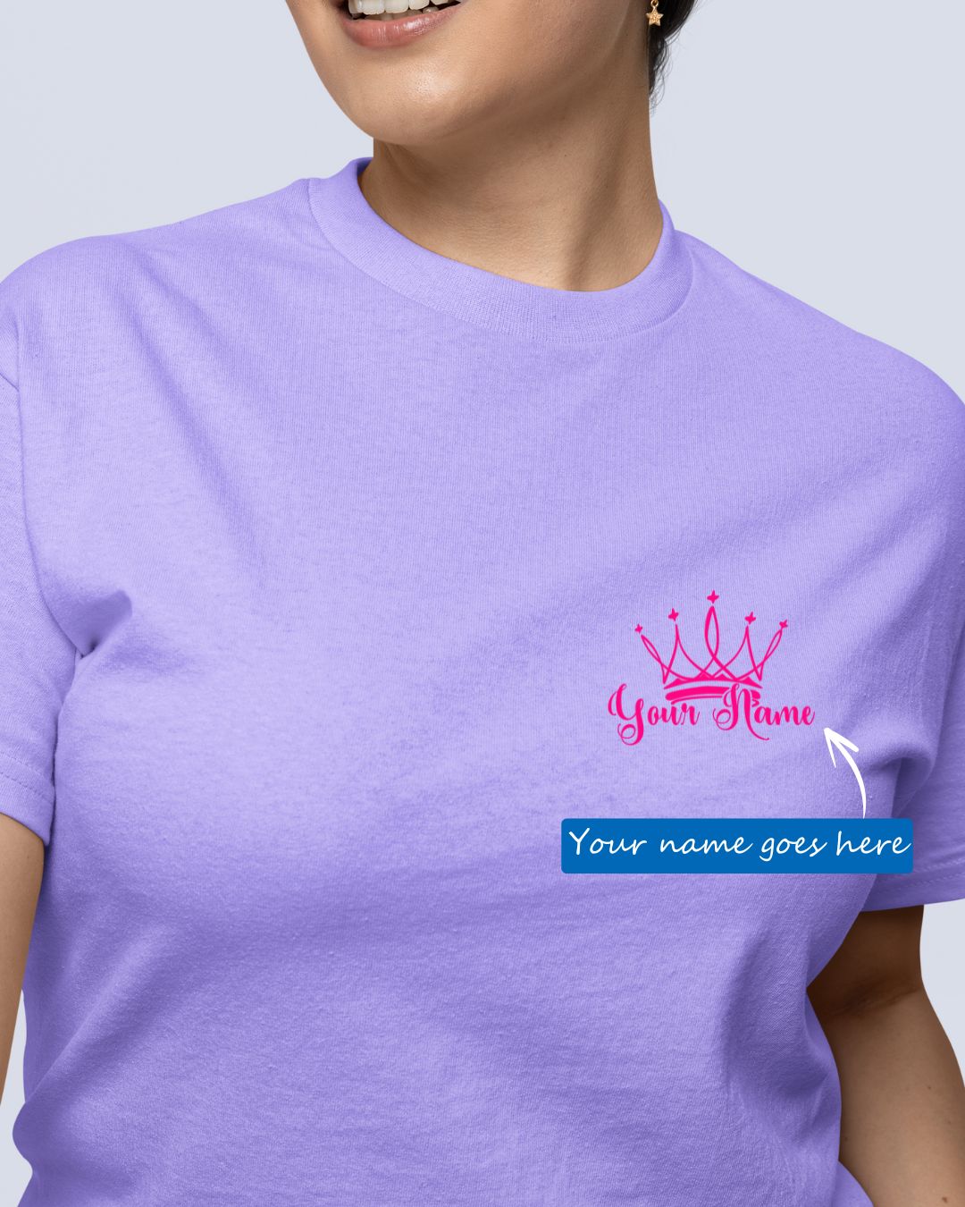 Personalized Name T-Shirt with Crown Custom Printed Exclusive T-shirt (Pack of 2)