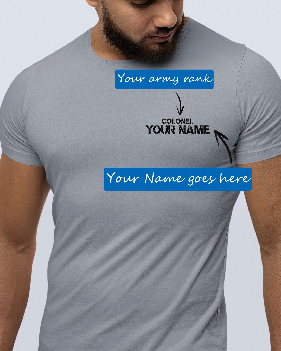Personalized Army Rank and Name Custom Printed Exclusive T-shirt (Pack of 2)