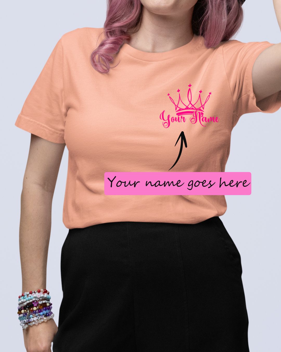 Personalized Name T-Shirt with Crown Custom Printed Exclusive T-shirt