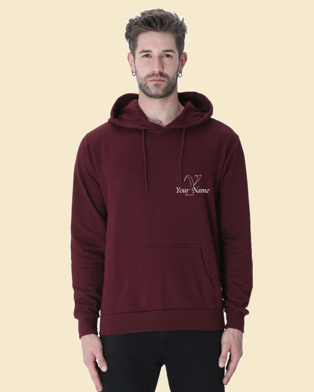 Personalised Cursive Letter Name Custom Printed Premium Hooded Sweatshirt
