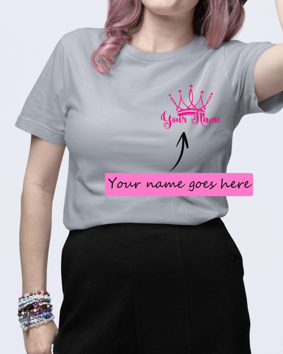 Personalized Name T-Shirt with Crown Custom Printed Exclusive T-shirt