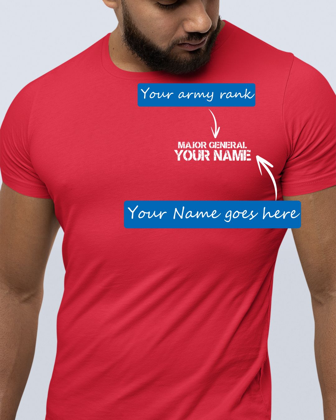 Personalized Army Rank and Name Custom Printed Exclusive T-shirt (Pack of 2)