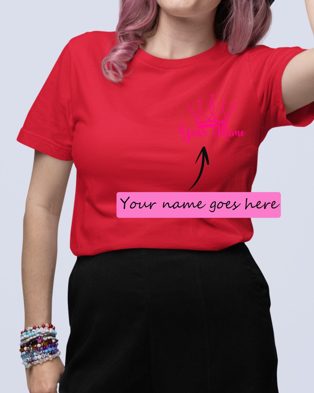 Personalized Name T-Shirt with Crown Custom Printed Exclusive T-shirt