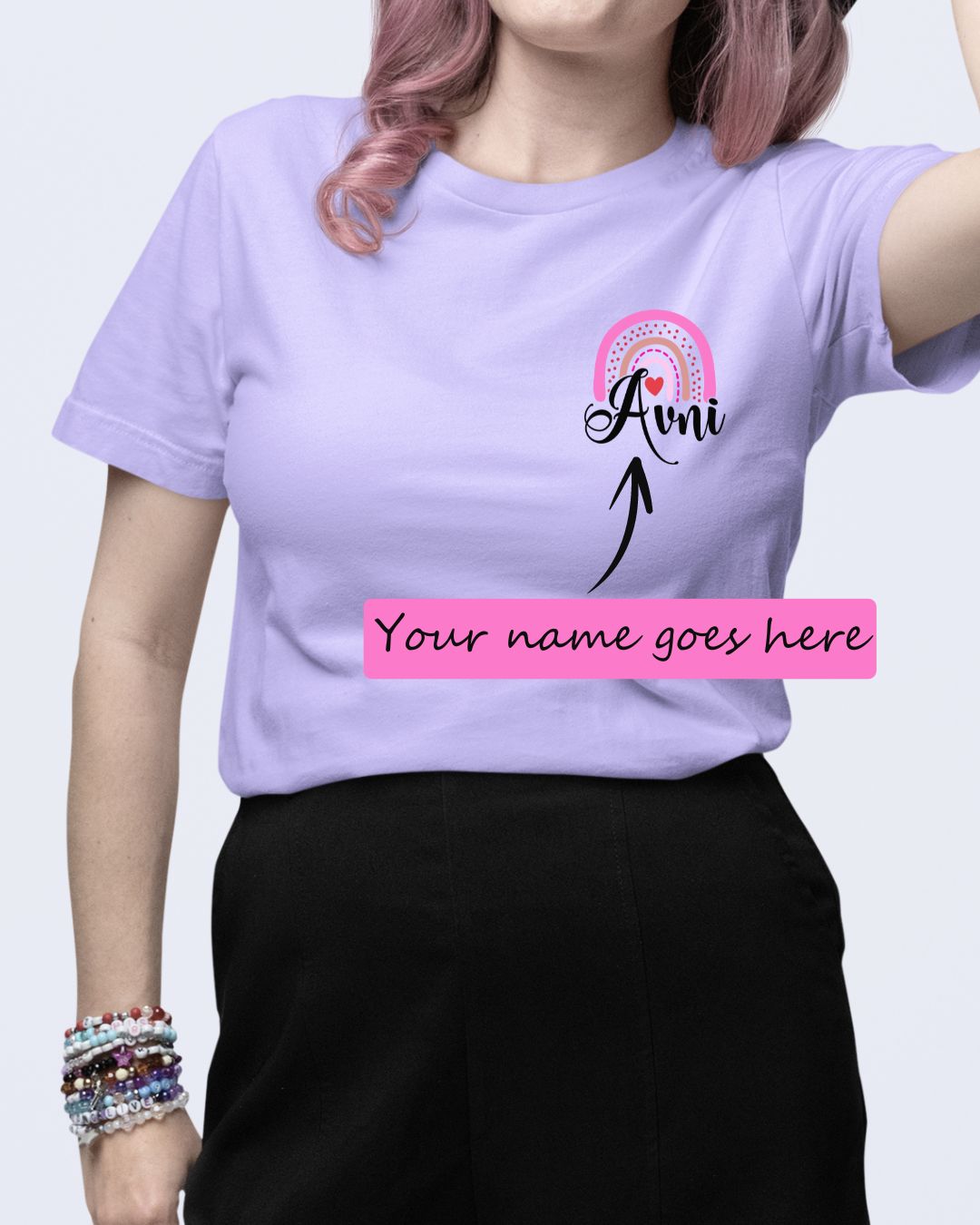 Personalized Name T-shirt with Rainbow Design Custom Printed Exclusive T-shirt