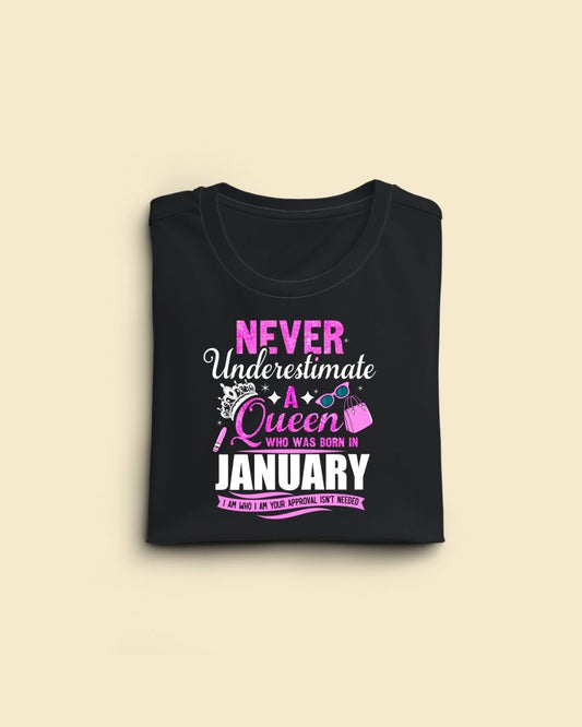 Never Underestimate a Queen was born in January Limited Edition Premium T-shirt