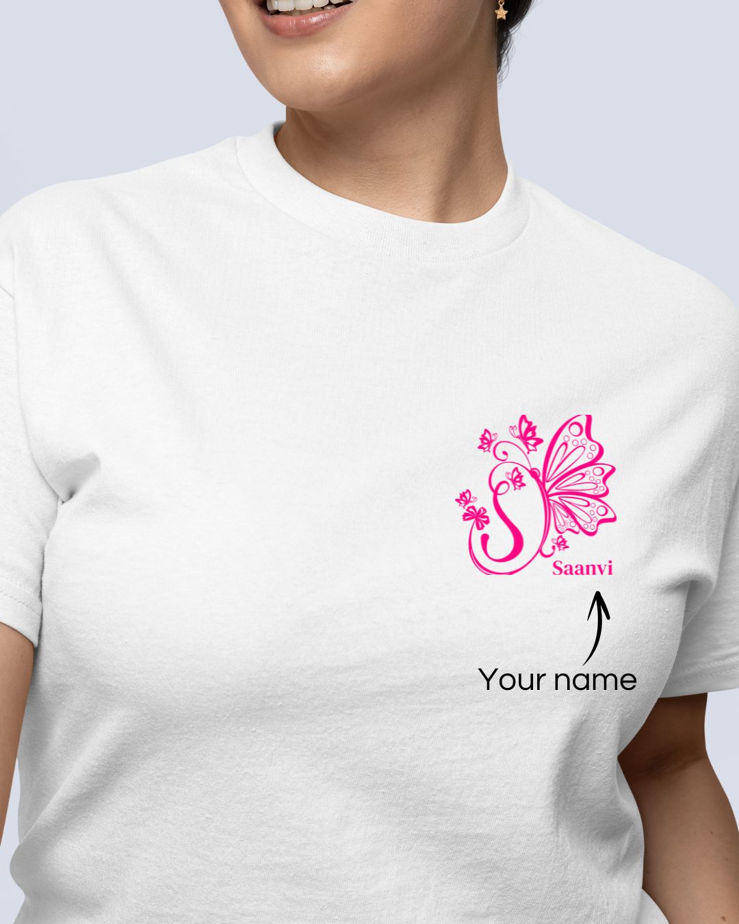 Personalized Butterfly T-shirt with Name Custom Printed Exclusive T-shirt (Pack of 2)