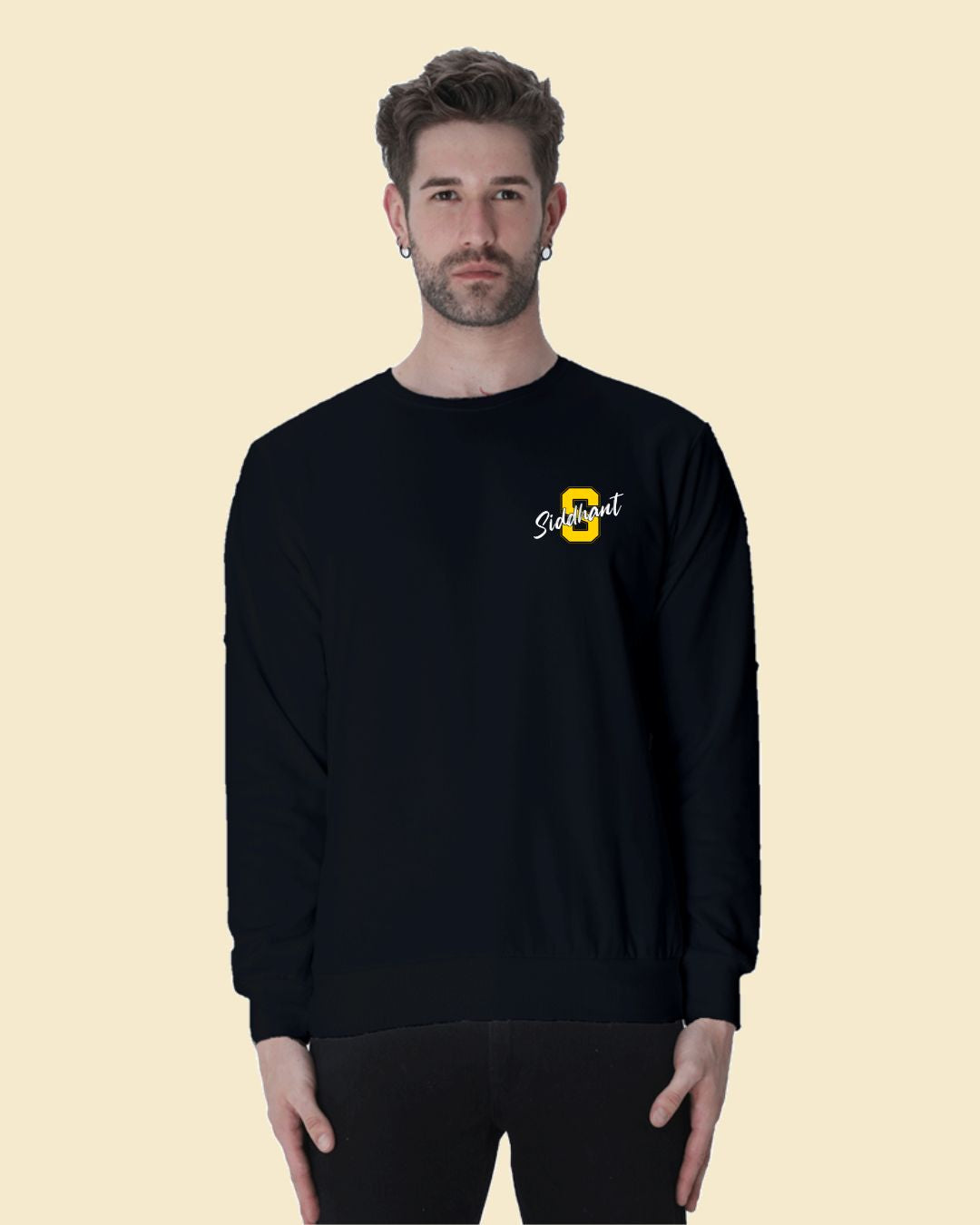 [COMBO] Personalised Inclined Name with First Letter Custom Printed Premium Sweatshirt and T-shirt