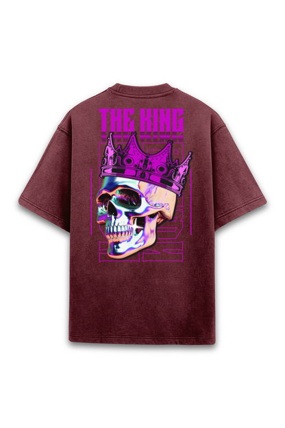 The King Skull with Crown Acid Wash Unisex Oversized Premium T-shirt