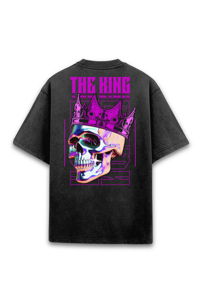 The King Skull with Crown Acid Wash Unisex Oversized Premium T-shirt