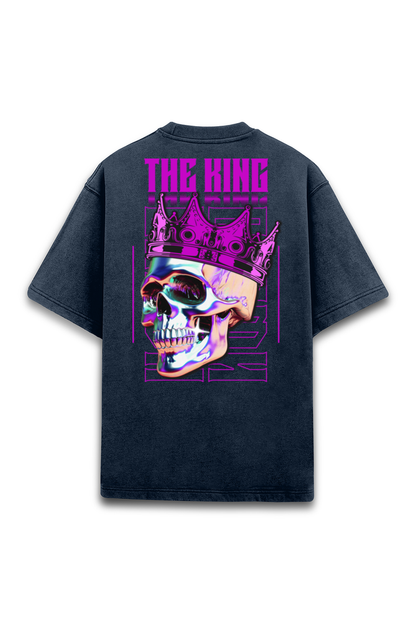 The King Skull with Crown Acid Wash Unisex Oversized Premium T-shirt