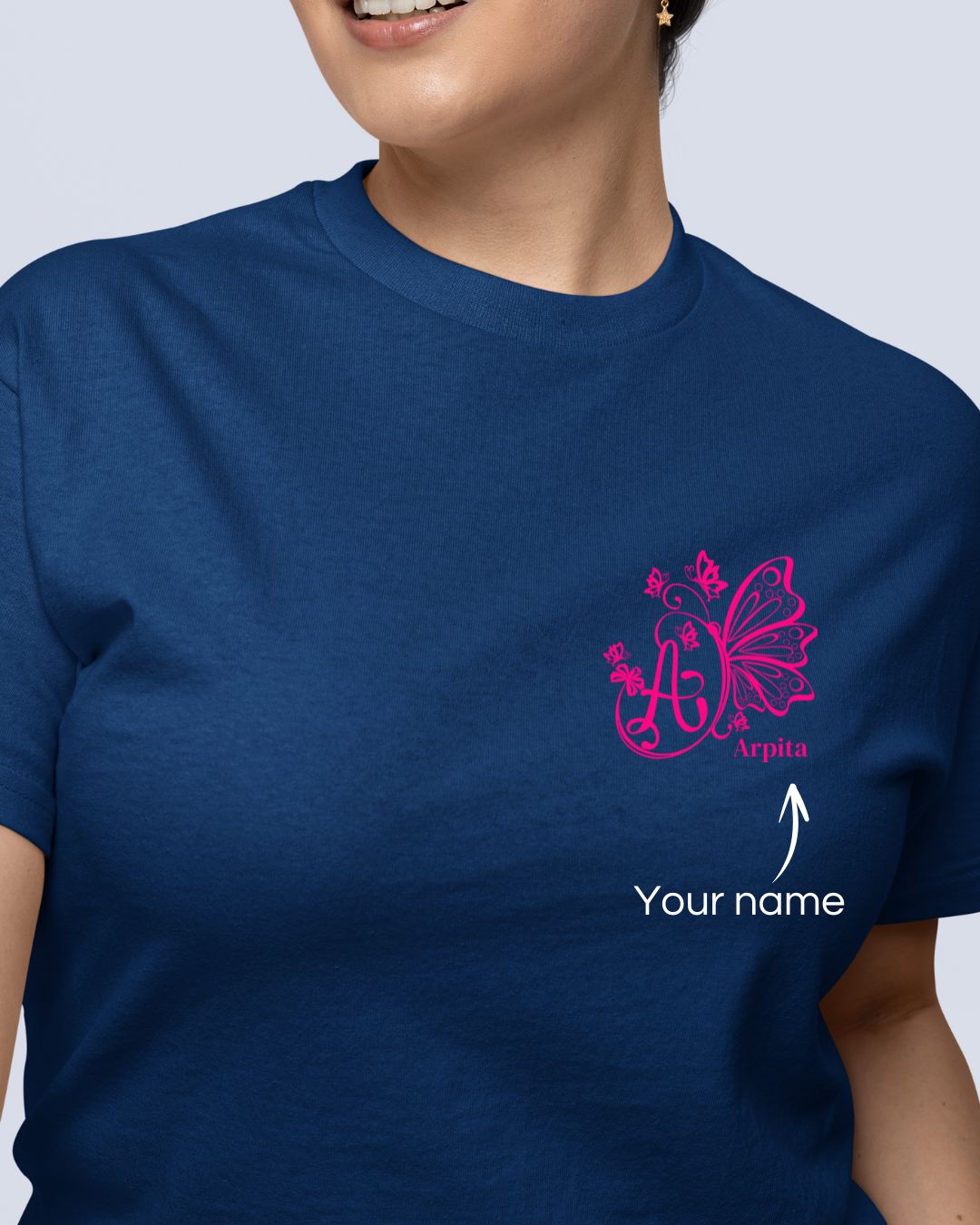 Personalized Butterfly T-shirt with Name Custom Printed Exclusive T-shirt (Pack of 2)