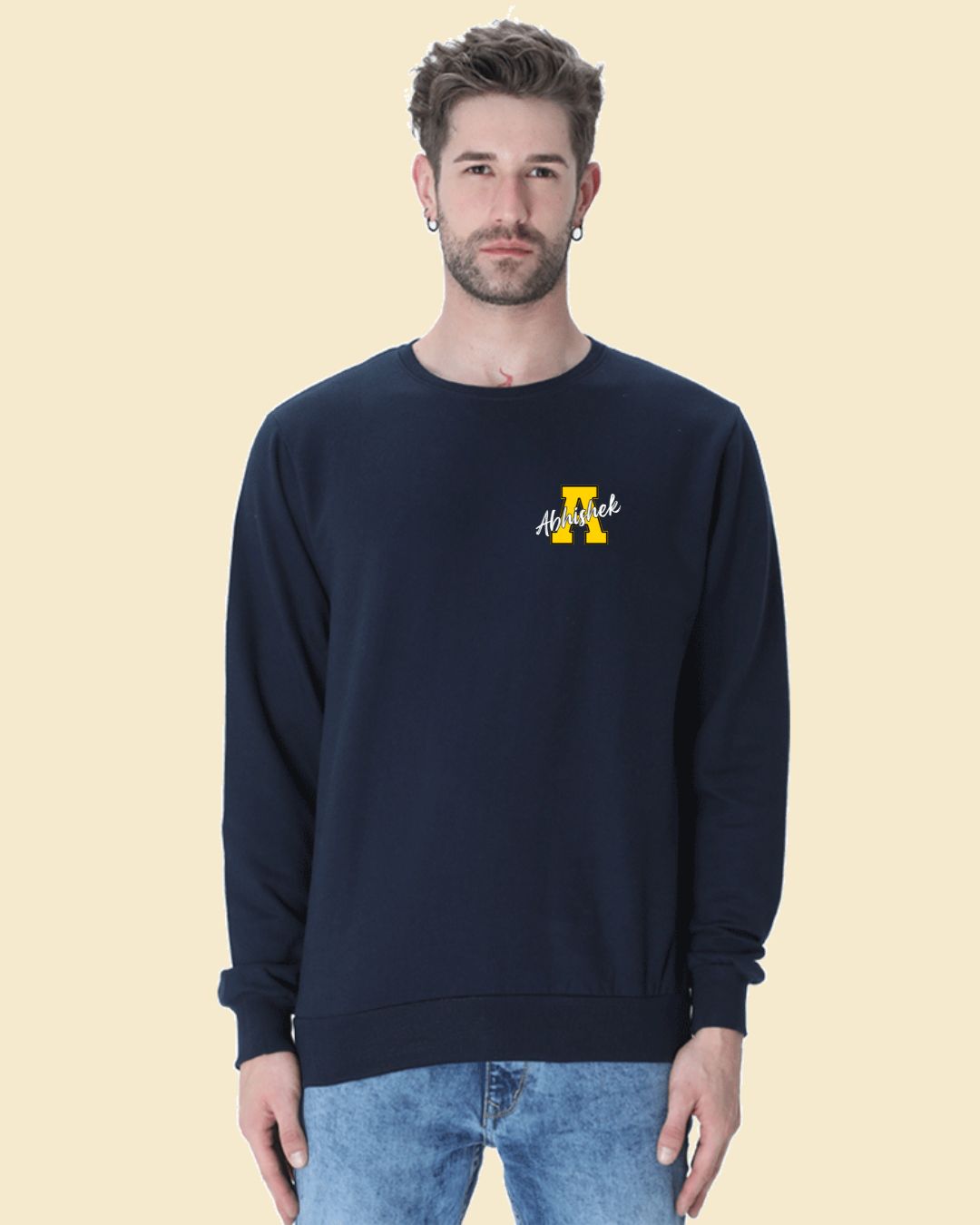 [COMBO] Personalised Inclined Name with First Letter Custom Printed Premium Sweatshirt and T-shirt