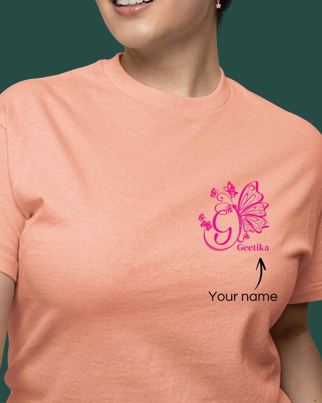 Personalized Butterfly T-shirt with Name Custom Printed Exclusive T-shirt (Pack of 2)