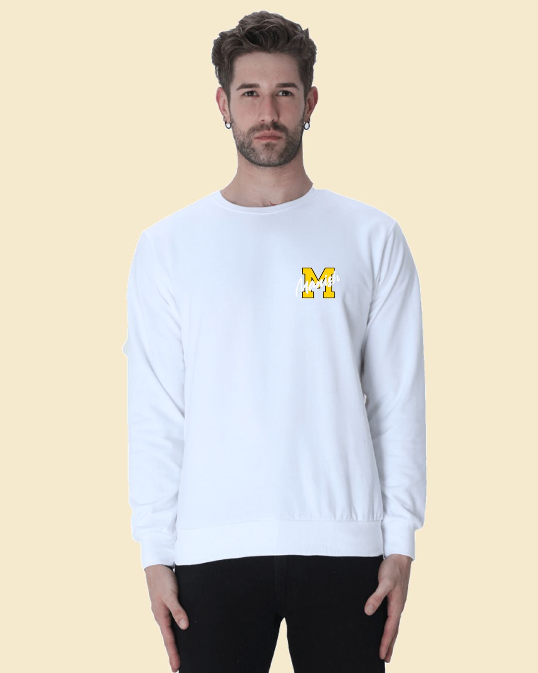 [COMBO] Personalised Inclined Name with First Letter Custom Printed Premium Sweatshirt and T-shirt