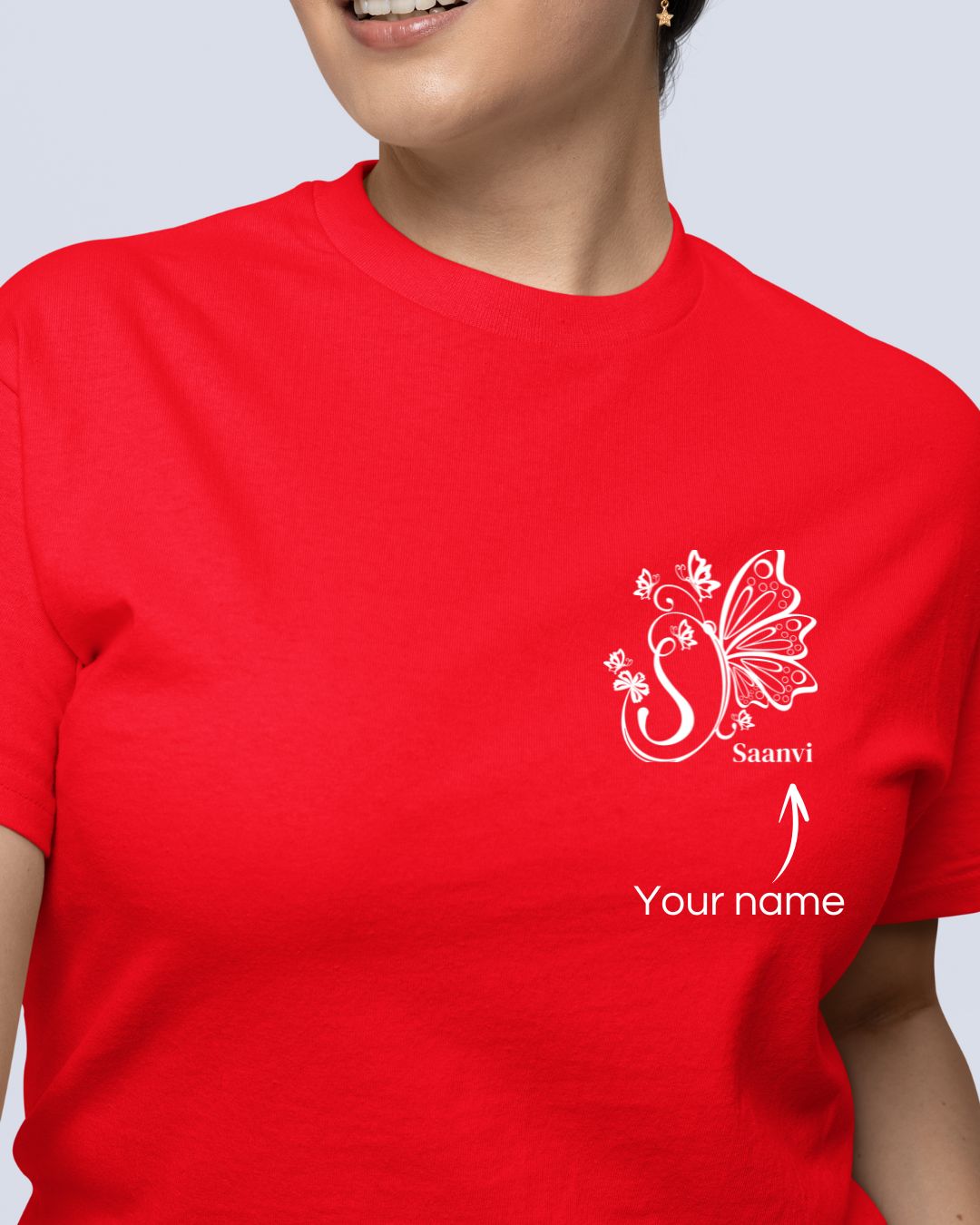 Personalized Butterfly T-shirt with Name Custom Printed Exclusive T-shirt (Pack of 2)