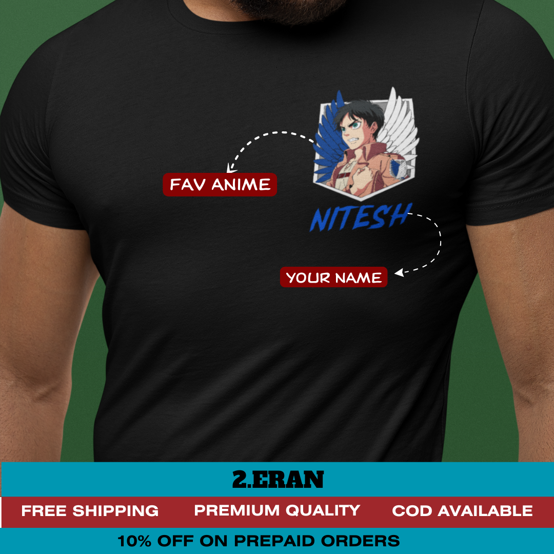 Personalised Anime Character with name Custom Printed Exclusive Premium T-shirt