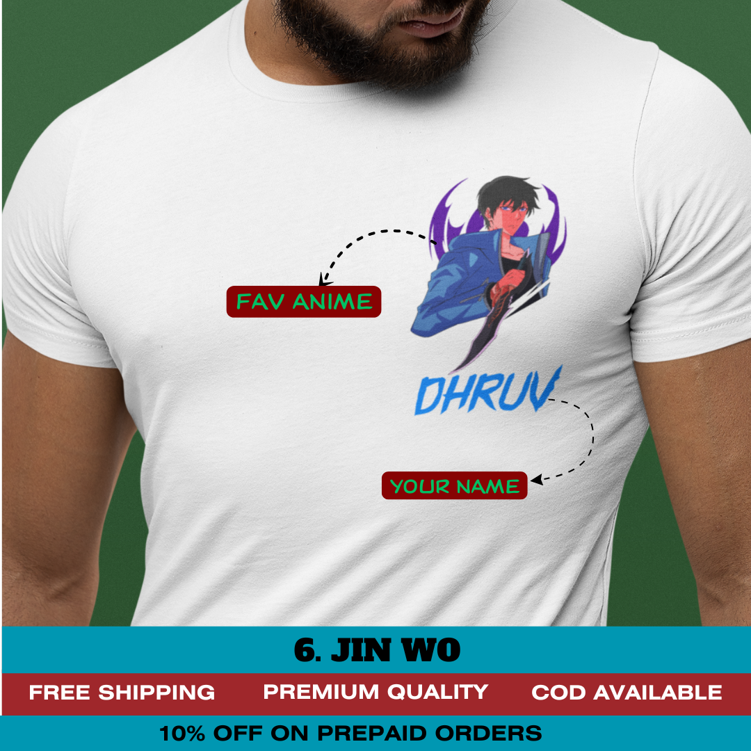 Personalised Anime Character with name Custom Printed Exclusive Premium T-shirt