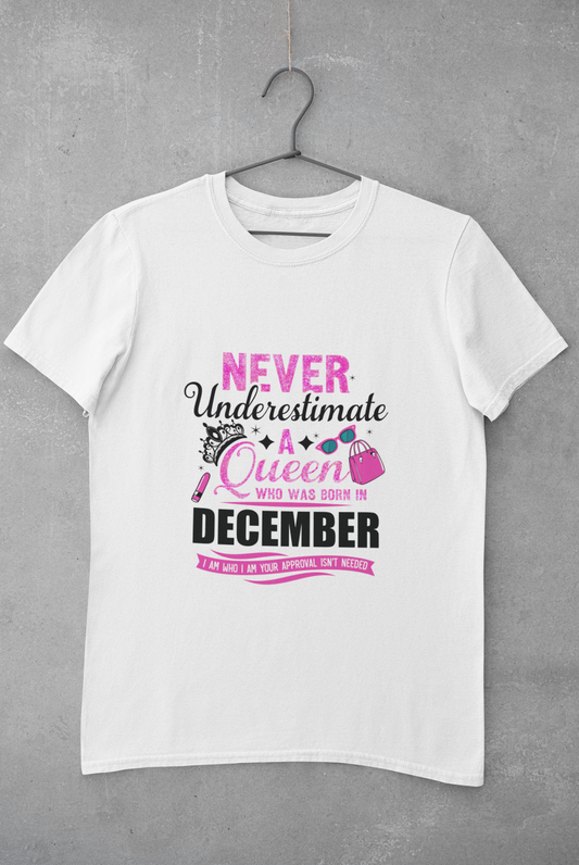Never Underestimate a Queen was born in December Limited Edition Premium T-shirt