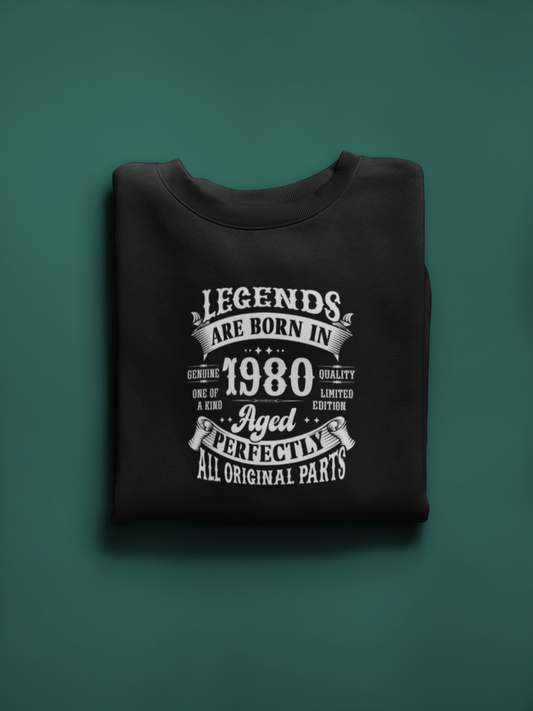 Legends Are Born Vintage in 1980 T-Shirt | Birth Year Edition