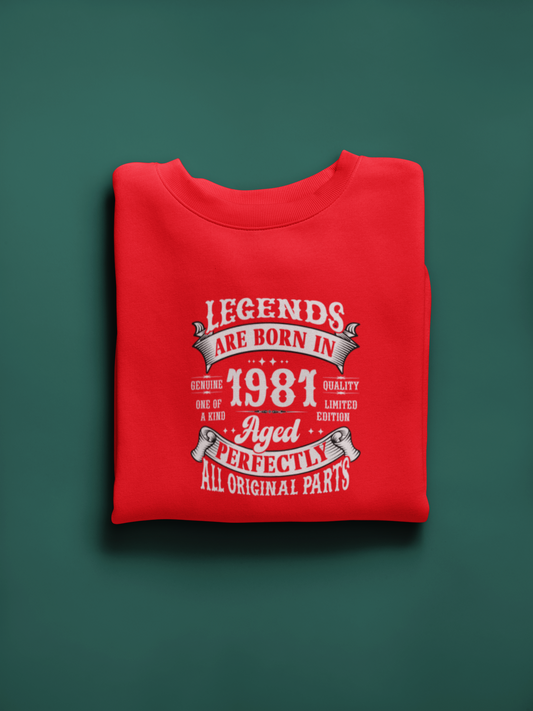 Legends Are Born Vintage in 1981 T-Shirt | Birth Year Edition