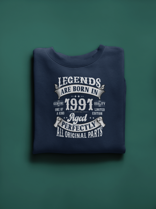 Legends Are Born Vintage in 1991 T-Shirt | Birth Year Edition