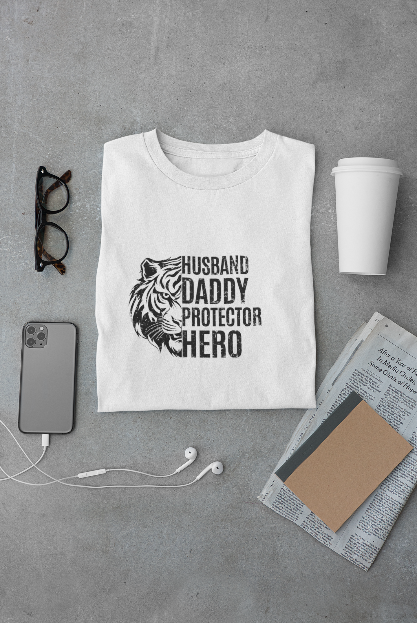 Husband, Daddy, Protector, Hero - Regular Classic Unisex T-shirt (Dark)