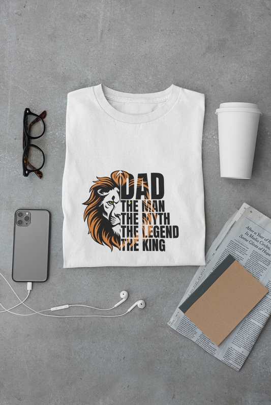 DAD The Man, The Myth, The Legend, The King - Regular Classic Unisex T-shirt (White)