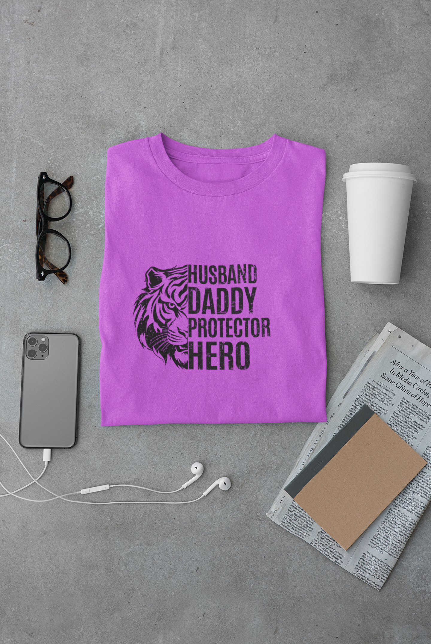 Husband, Daddy, Protector, Hero - Regular Classic Unisex T-shirt (Dark)