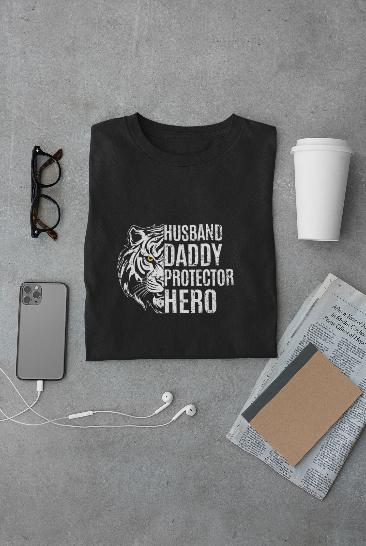 Husband, Daddy, Protector, Hero - Regular Classic Unisex T-shirt (Dark)