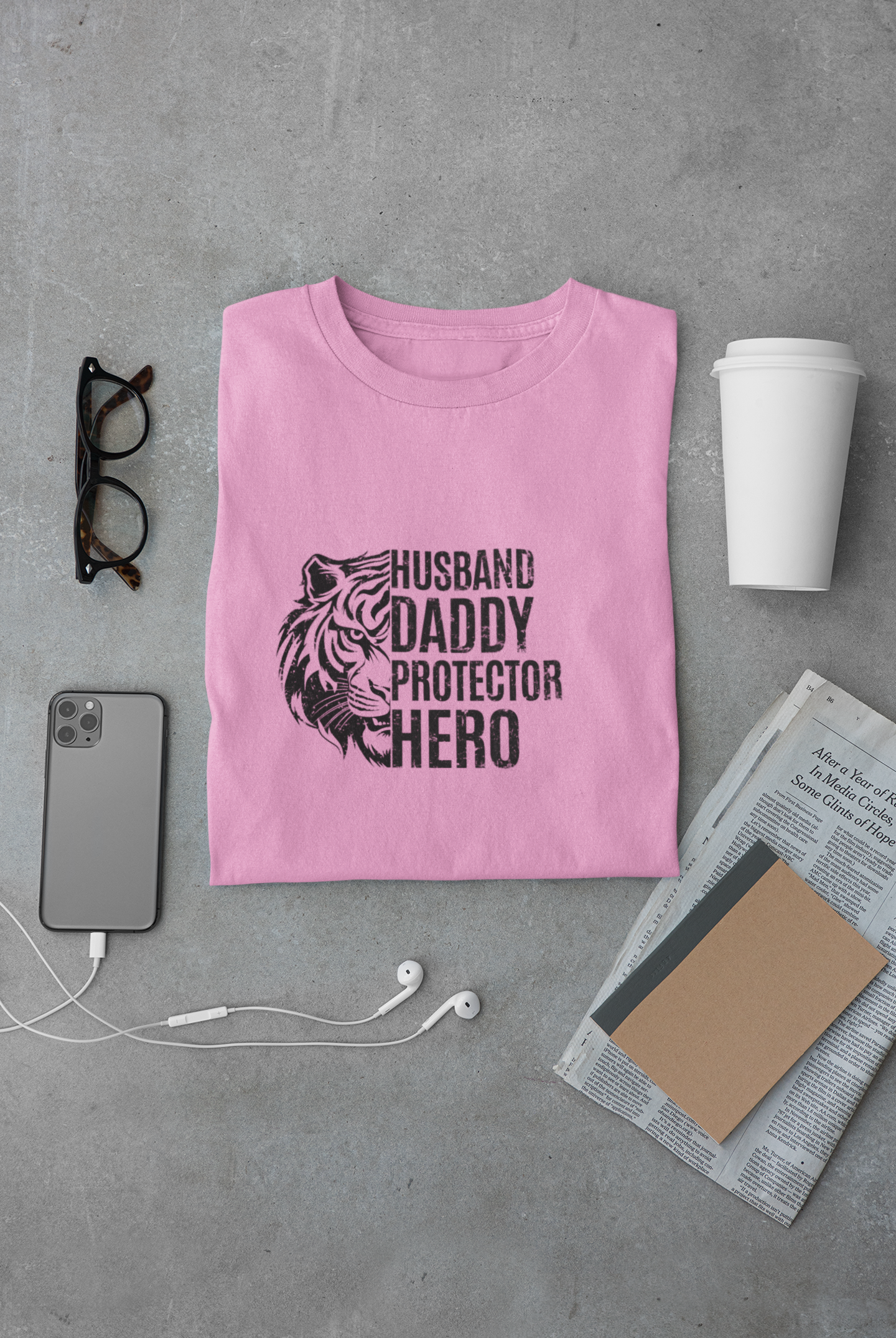 Husband, Daddy, Protector, Hero - Regular Classic Unisex T-shirt (Dark)