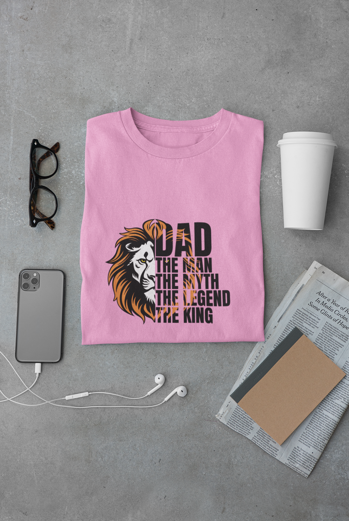 DAD The Man, The Myth, The Legend, The King - Regular Classic Unisex T-shirt (White)