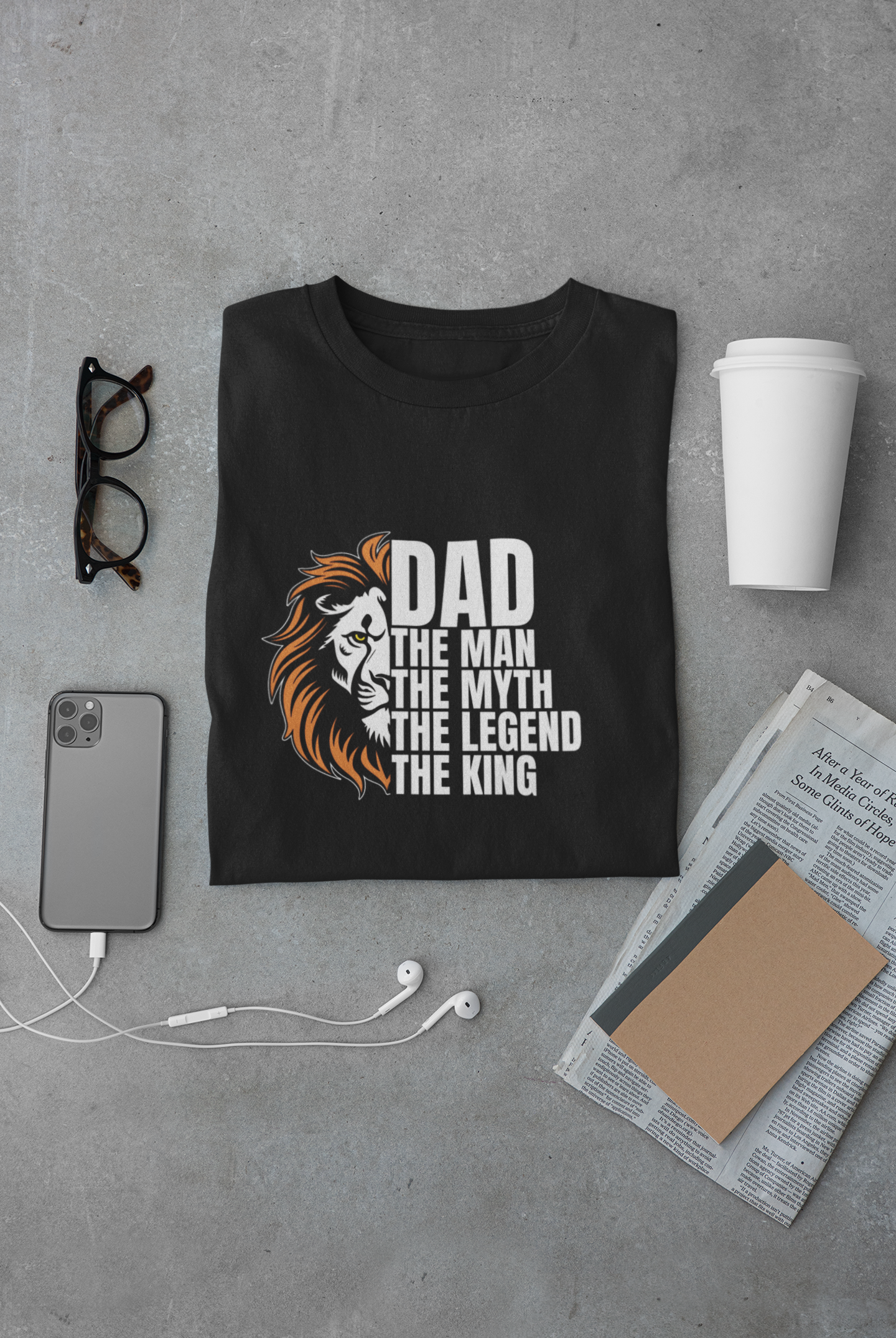 DAD The Man, The Myth, The Legend, The King - Regular Classic Unisex T-shirt (White)