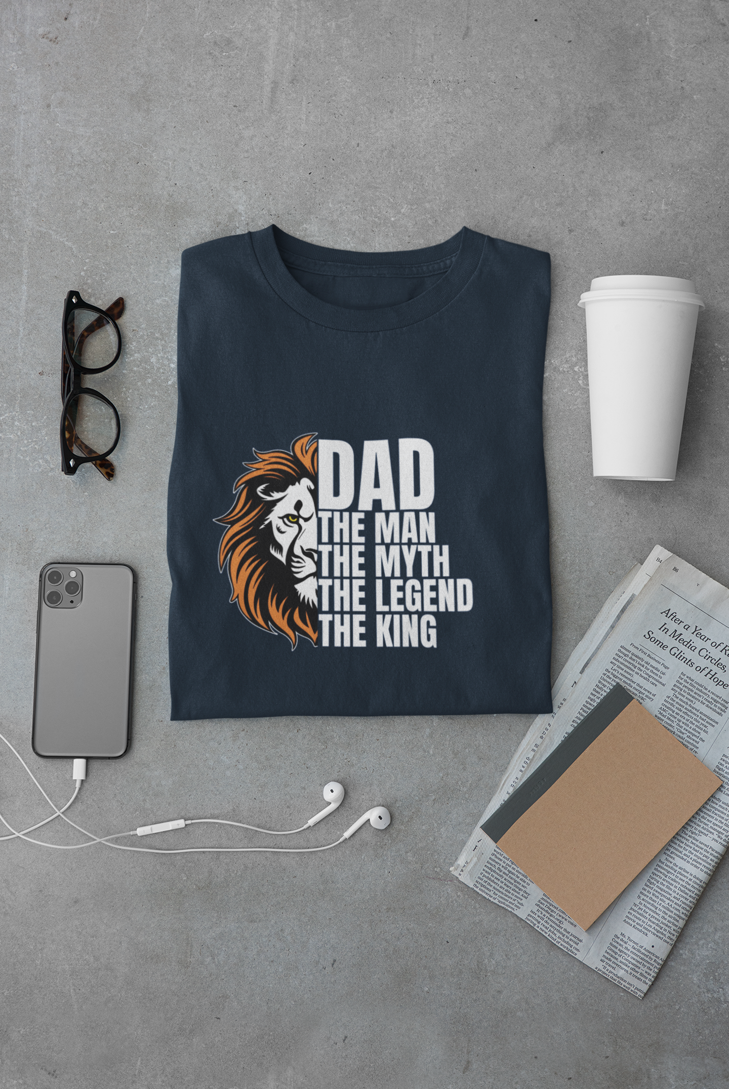 DAD The Man, The Myth, The Legend, The King - Regular Classic Unisex T-shirt (White)